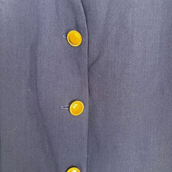 Ali Miles Petites Vintage Navy Blue Gold Button Captains Blazer Size 10 - Picture 3 of 10